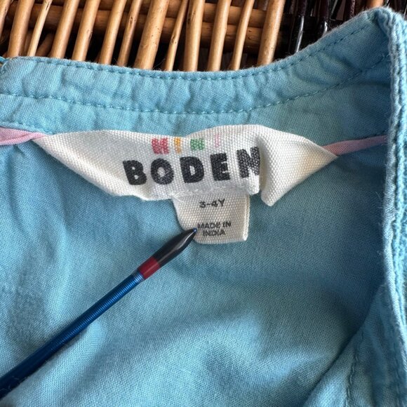 MINI BODEN A Line Flutter Sleeve Dress 3-4 Delphinium Retro Blue Jersey Toddler - Picture 7 of 9